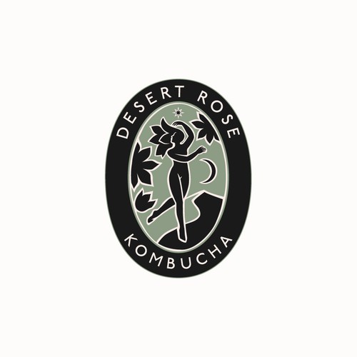 Plant-based logo with the title 'logo concept for kombucha company Desert Rose'