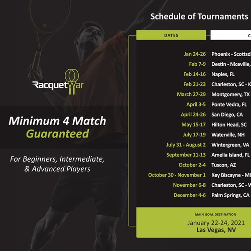 Schedule design with the title 'Tournament dates poster'