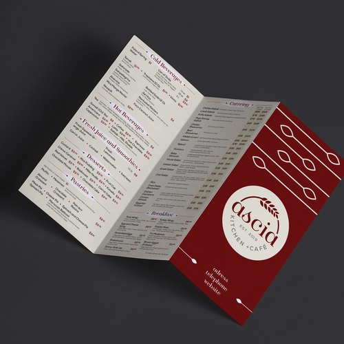 Layout design with the title 'Menu for a restaurant'