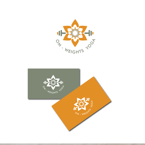 Weight logo with the title 'Sophisticated, youthful logo for exciting new brand combining yoga and weight-training'