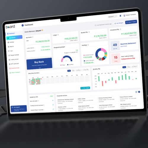 Trading website with the title 'Trading Journal Dashboard'