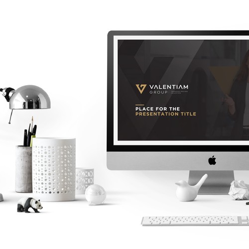 Presentation design with the title 'Valentiam Group Presentation Template'