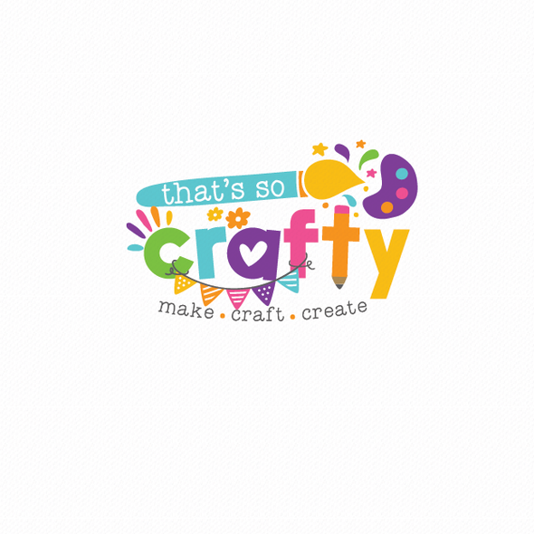 Cheerful logo with the title 'Cheerful and bright logo for a children's craft workshop'