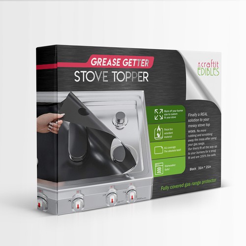 Simple packaging with the title 'Gas range cover package design'