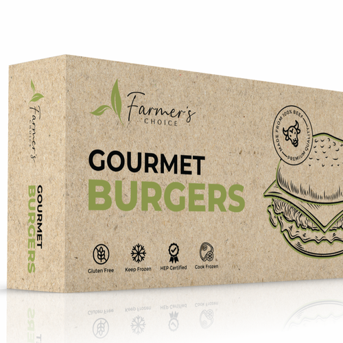 Gourmet packaging with the title 'Design a Burger Box for our food service business'