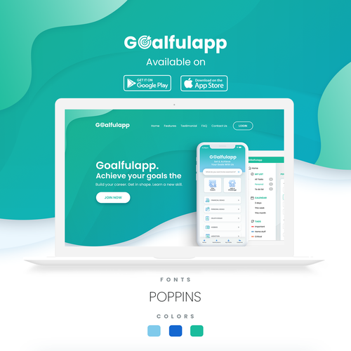 Whitespace design with the title 'Homepage for goalfulapp'