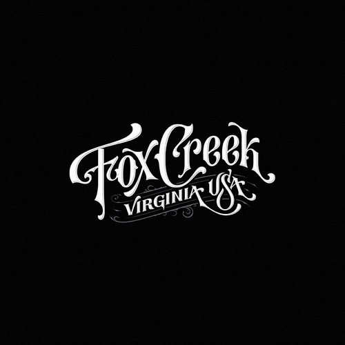 Leather design with the title 'Hand-lettering logotype suggestion for Fox Creek'