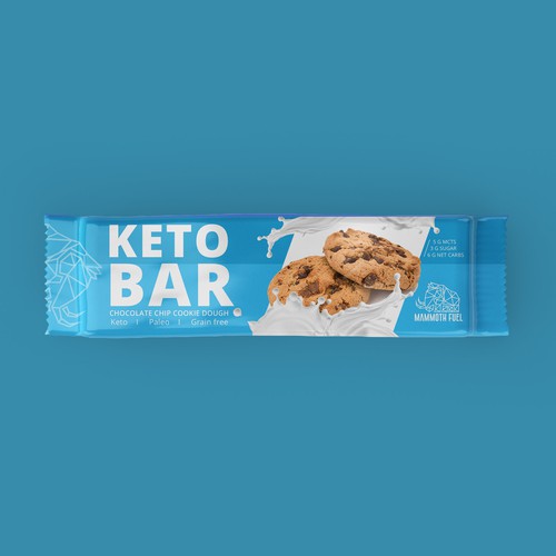 Milk packaging with the title 'bold package design chocolate bar keto'
