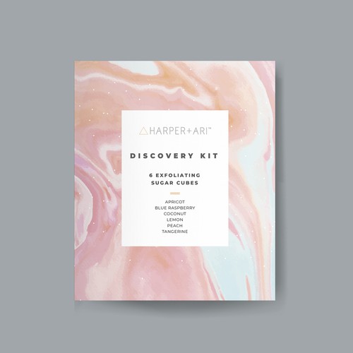 Gift box design with the title 'Exfoliating Sugar Cubes Packaging'