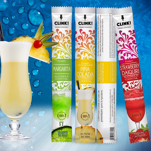 Art packaging with the title 'BOLD FROZEN COCKTAIL PACKAGE'