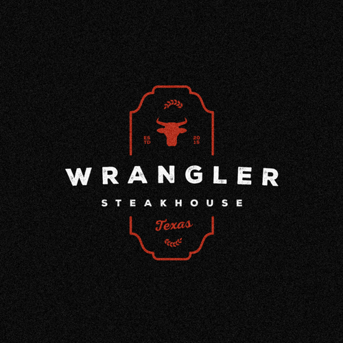 Steak logo with the title 'wrangler steakhouse logo'