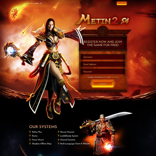 Texture website with the title 'Landing Page for the MMORPG Metin 2 '