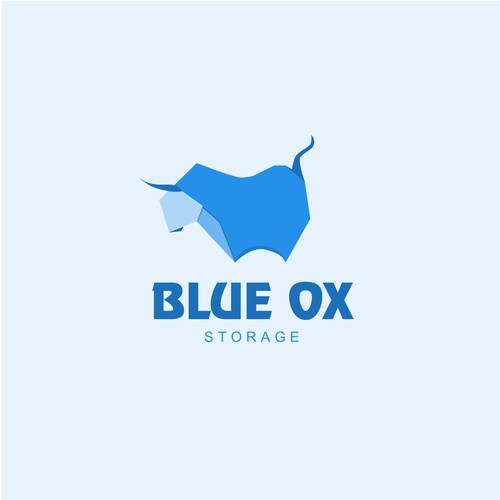Ox logo with the title 'Blue ox logo design, orgami inspired '