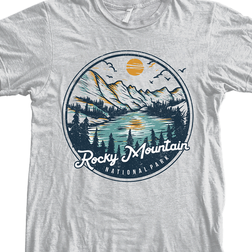 Travel t-shirt with the title 'among the mountains'
