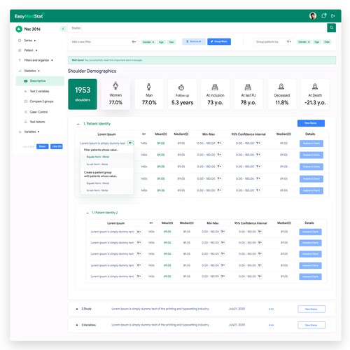 Minimalist website with the title 'Medical Research Online Application - Web site design refresh'