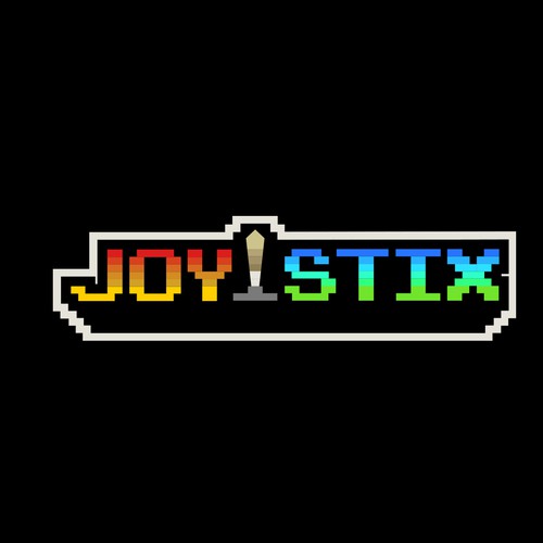 Pixel art design with the title 'JOY STIX LOGO'