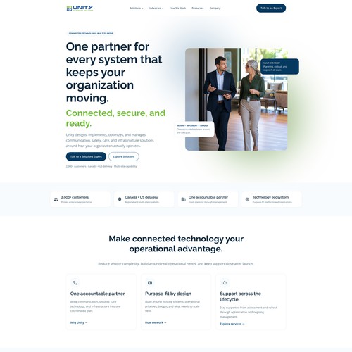 Company profile design with the title 'Unity Landing page'