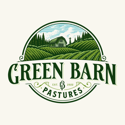 Victorian design with the title 'Vintage logo design concept for Green Barn Pastures'