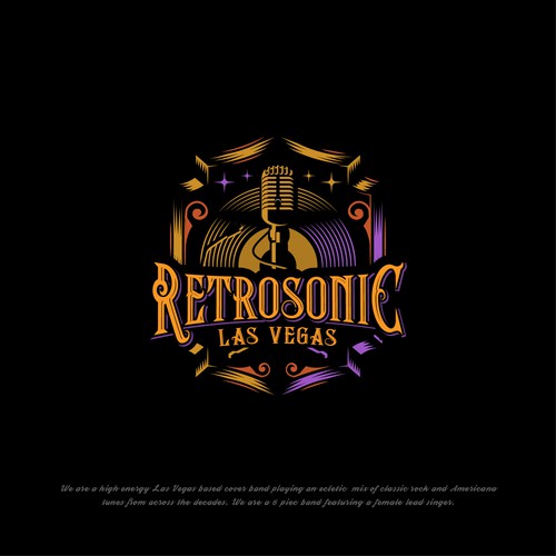 Microphone logo with the title 'Classic Rock and Roll Logo Design'