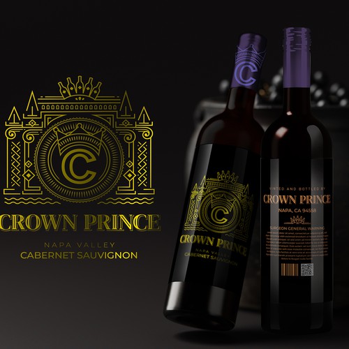 Wine packaging with the title 'Crown Prince'