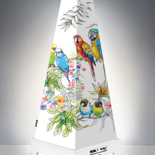 Watercolor artwork with the title 'Speaker cover design'