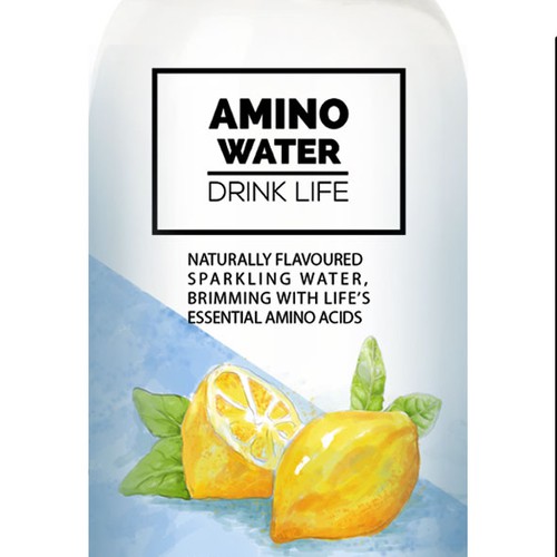 Lemon packaging with the title 'Label design for Water Product'