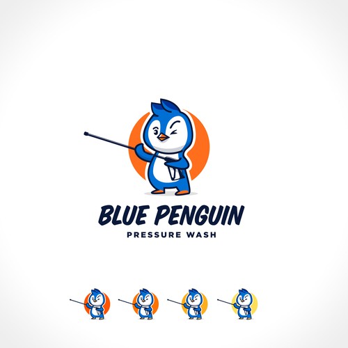 Penguin logo with the title 'Mascot design for Water Pressure brand'