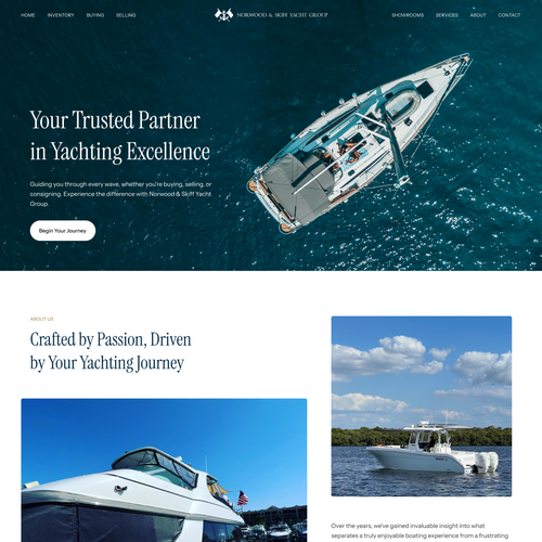 Yacht design with the title 'Homepage Design for Yacht Broker Website'