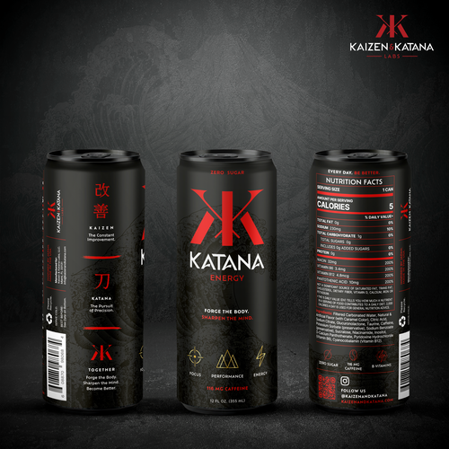 Japanese design with the title 'Logo and Packaging Design for Kaizen and Katana'
