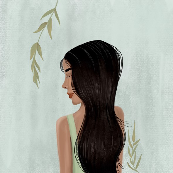 Hair artwork with the title 'Haircut illustration for a beauty app'