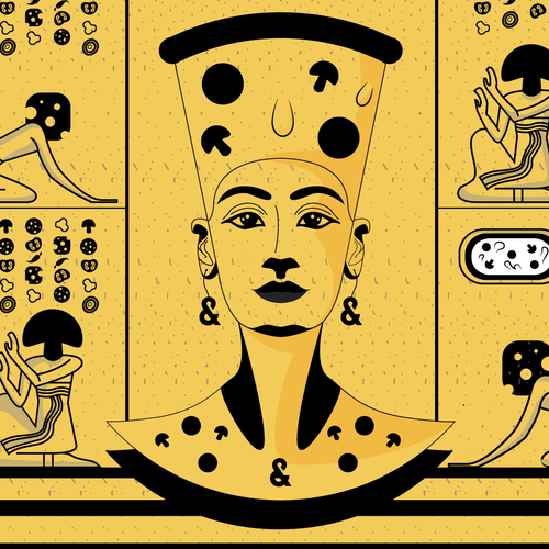 Mural artwork with the title 'Mural illustration-Nefertiti'