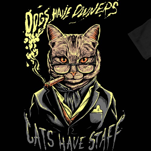 Cat t-shirt with the title 'cats have staff'