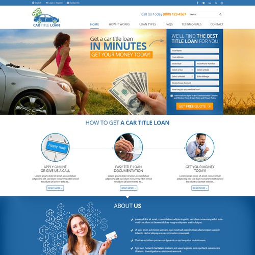 Bank design with the title 'Landing Page Design'