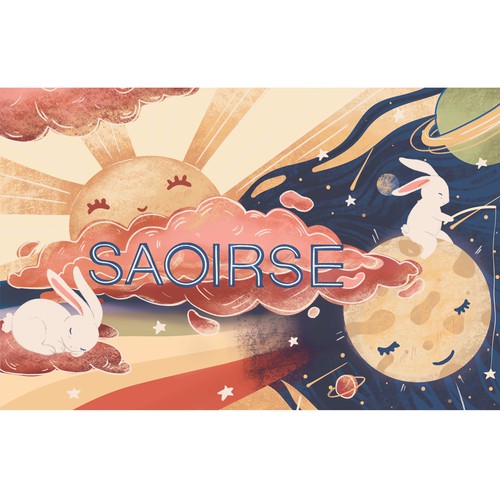 Name design with the title 'Cute illustration for children's bedroom '