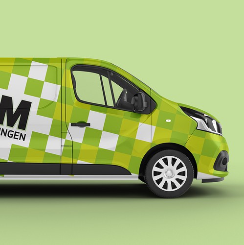 Bus design with the title 'Commercial Van Wrap Design – TOM Beschriftungen'