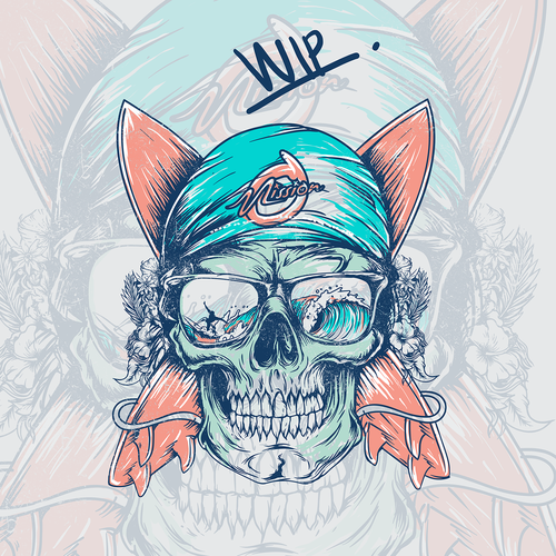 Surfboard design with the title 'Skull Surf'