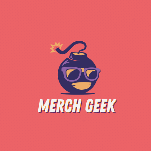 Bomb logo with the title 'Merch Geek Logo Design'