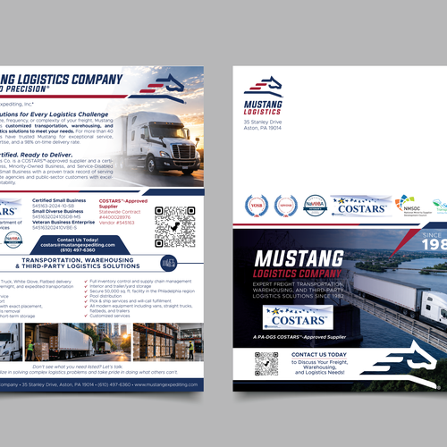 Logistics design with the title 'Flyer - Mustang Logistics'