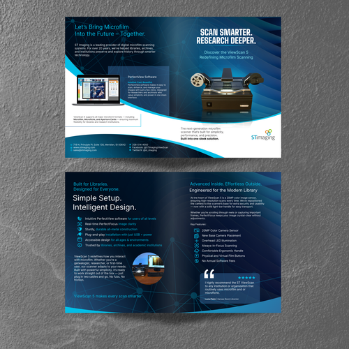 Library design with the title 'ViewScan 5 - Future Modern Brochure Design'
