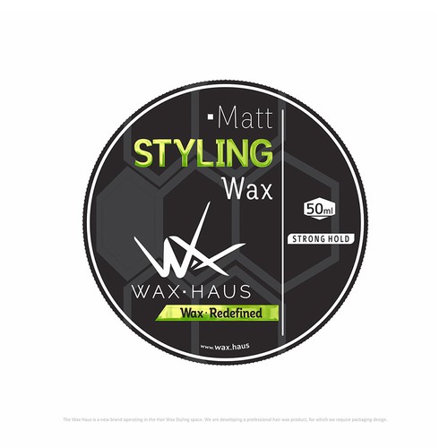 Wax design with the title 'Matt Styling Wax - Hair Styling'
