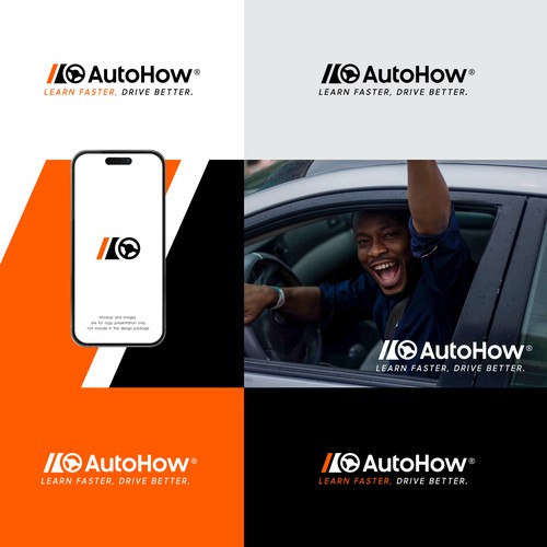 Driving logo with the title 'AutoHow Driving School Logo'