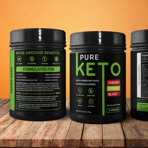 Keto packaging with the title 'Label Design for Supplement'