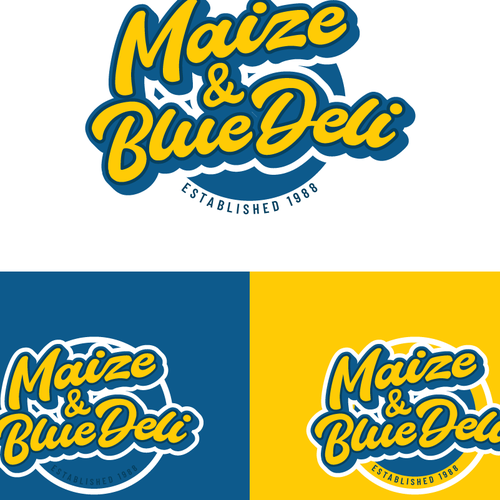 Hot dog logo with the title 'Blue deli'