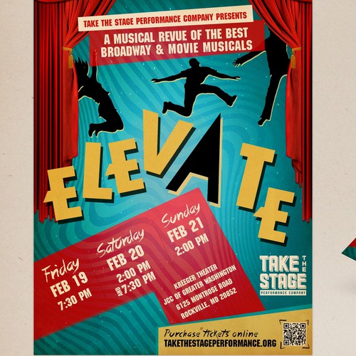 Performance design with the title 'music theatre flyer design'