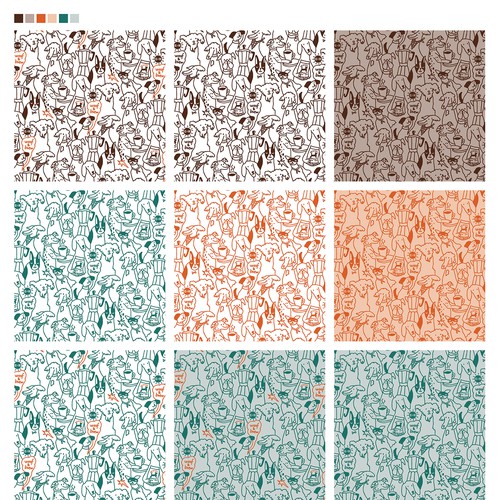 Coffee shop artwork with the title 'Pattern concept for Coffe Loving Dog Parents'