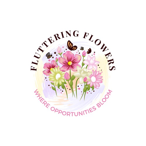 Florist design with the title 'Fluttering Flowers'