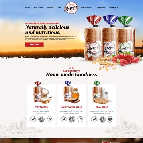 Sketch website with the title 'Harpers Bread Website Concept'