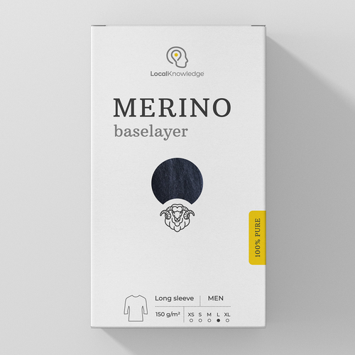 Clothing packaging with the title 'Packaging design for LocalKnowledge'