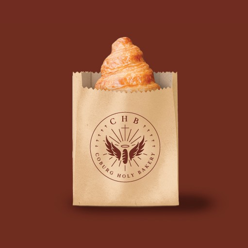 Criss-cross logo with the title 'Coburg Holy Bakery'