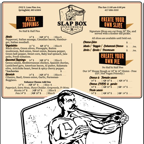 Pie design with the title 'Menu Slap Box'